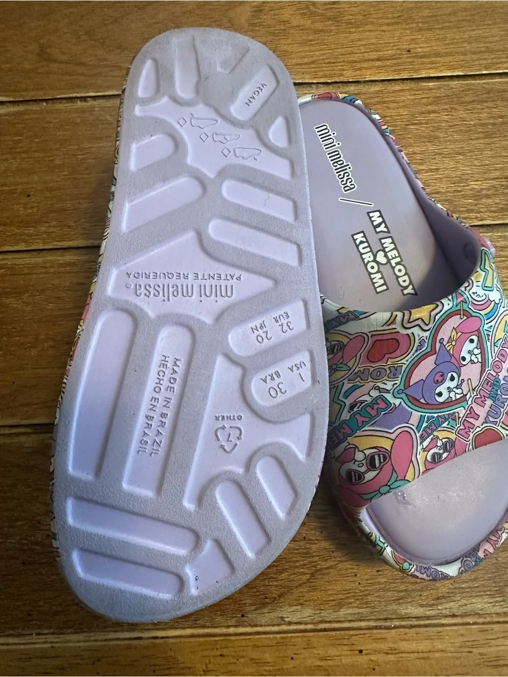 Mini Melissa Lavender Multi-Color Character Print Slide Sandals